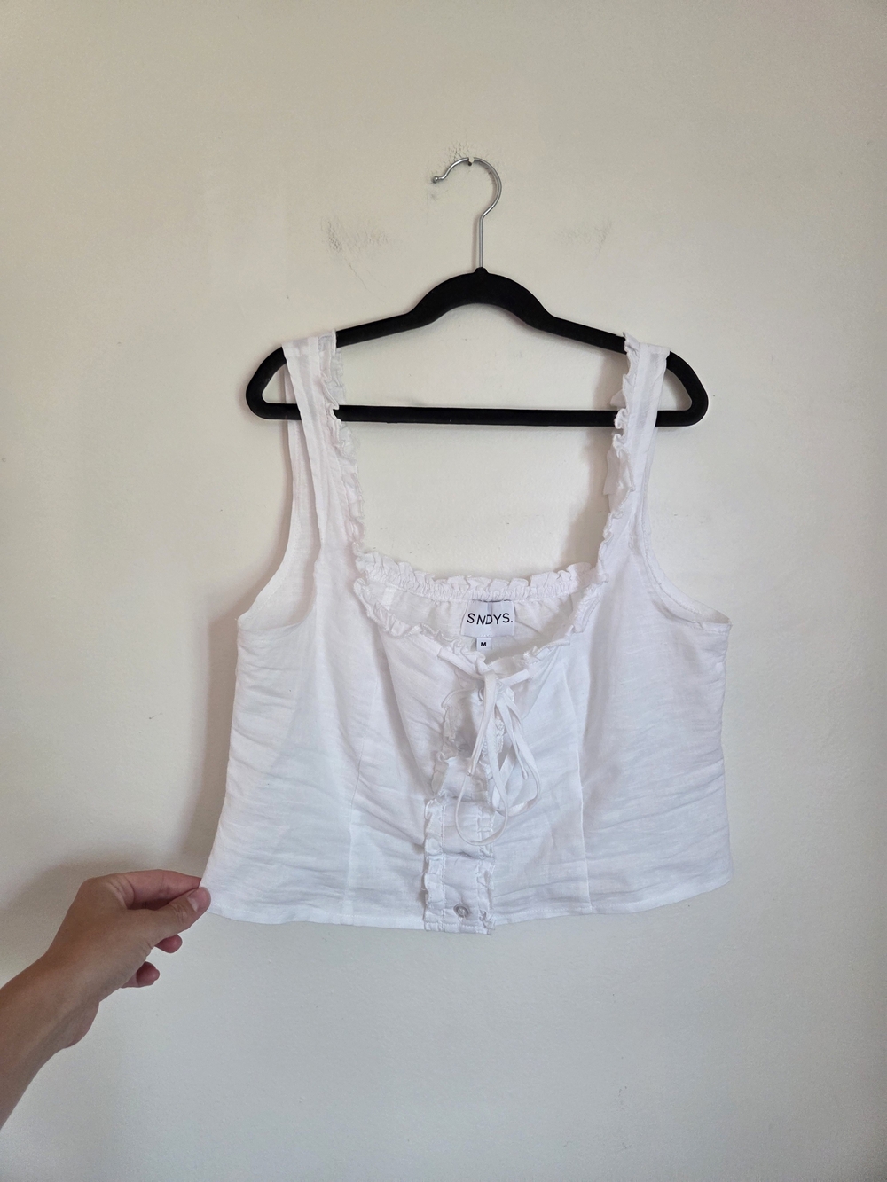 Sndys White Linen Lace-Up Tank Top